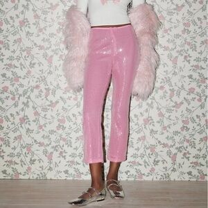 Urban Outfitters Kimchi Blue Lily Pink Sequin Flare Pant NEW sz 12
